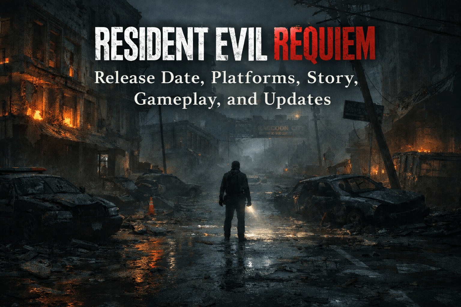 Resident Evil Requiem official artwork showing dark horror setting