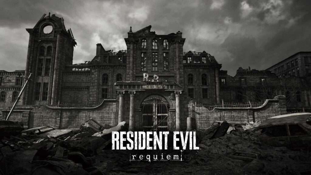 Resident Evil Requiem official artwork showing dark horror setting