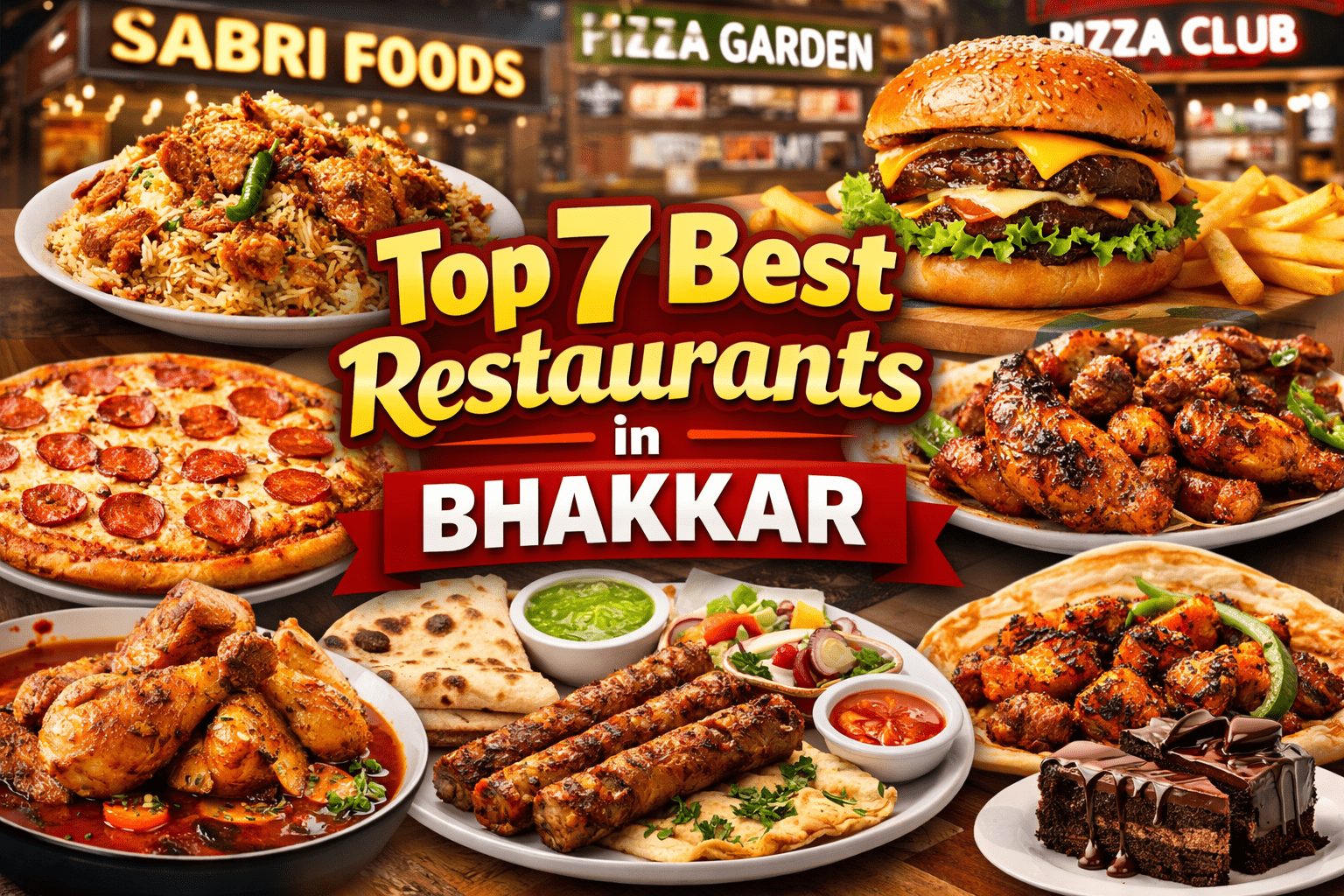 Top 7 Best Restaurants in Bhakkar featuring Sabri Foods, Pizza Garden, Fri Chiks and Pizza Club