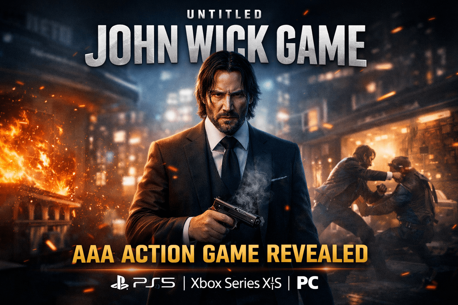 Untitled John Wick Game PS5 trailer screenshot with cinematic combat