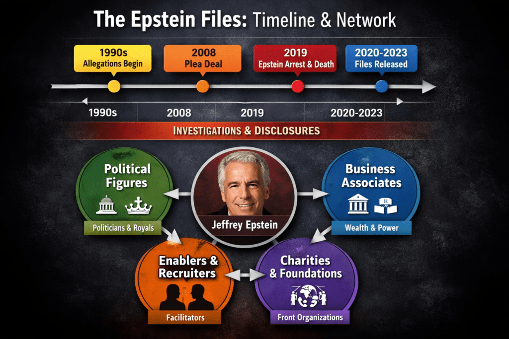 epstein Network diagram of political, business, and facilitator connections
